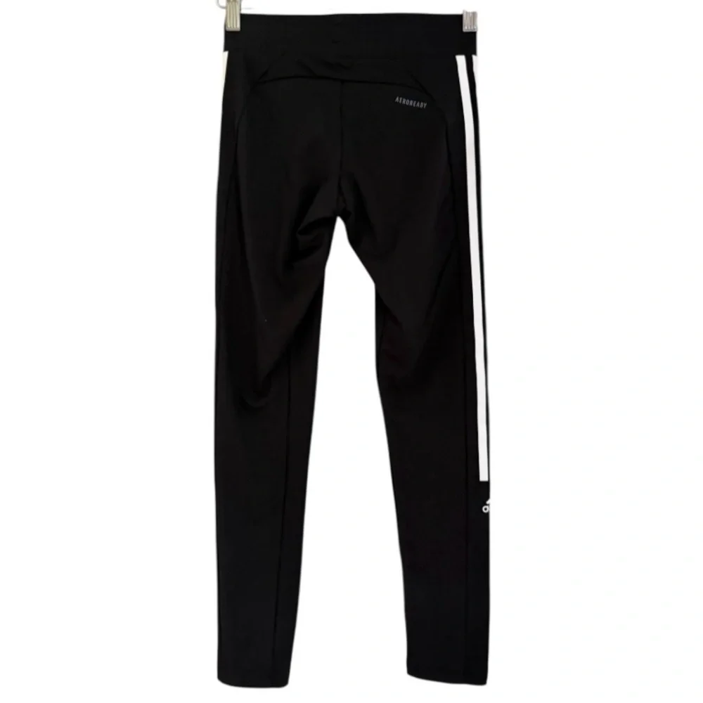 NWT adidas Aeroready Designed To Move‎ 7/8 Leggings Black White Stripes Size XS
